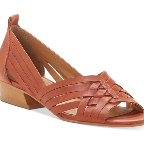 Lucky Brand Womens Jarise Brown Leather Slip On Open Toe Huarache Shoes Size 8M - Picture 1 of 6